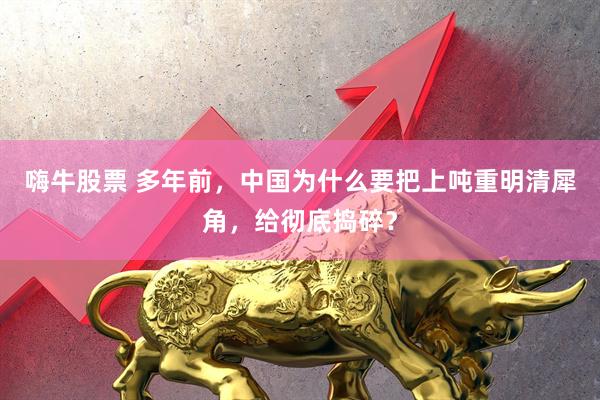 嗨牛股票 多年前，中国为什么要把上吨重明清犀角，给彻底捣碎？